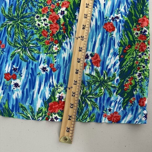 La Blanca Coverup Size L Blue Floral Dress Vintage Hawaiian - Picture 8 of 9